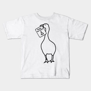 Annoying Christmas Goose Steals Happy Holidays Card Line Drawing Kids T-Shirt